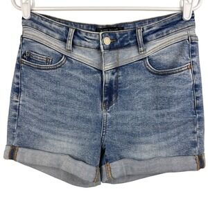 Judy Blue Women's Distressed Acid Wash Denim Cuffed Shorts Size‎ Medium
